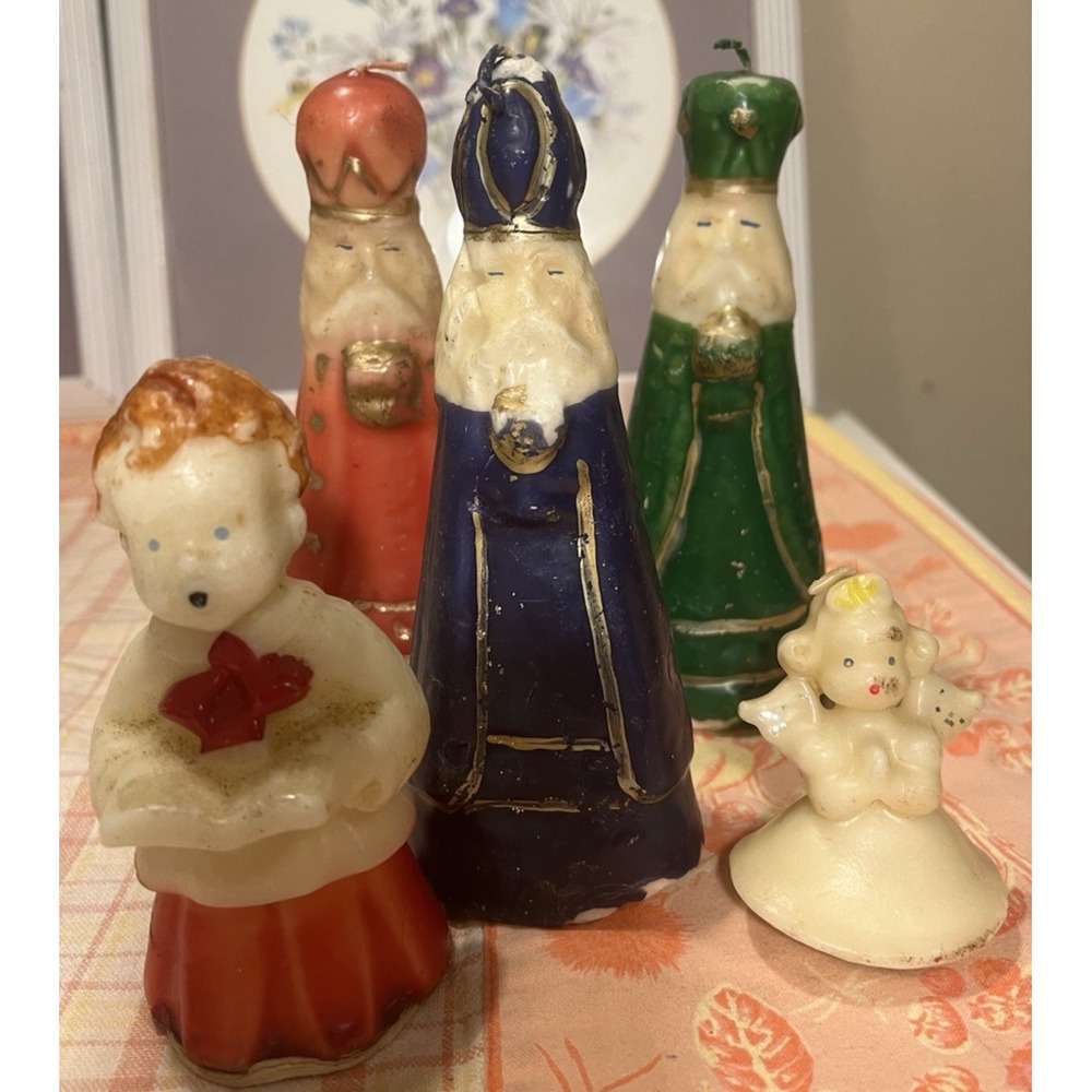 VTG‎ The Three Wisemen 6" Sculptured Christmas Candles Penn Wax Works Extra Lot